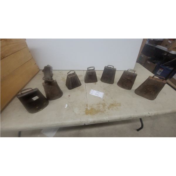Collection of Antique Cow Bells, Various Sizes and Shapes