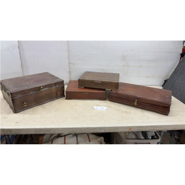 Four Wooden Flatware Chests