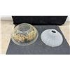 Image 4 : Vintage Glass Light Shades Including Frosted Swirl, Opalescent Ribbed, and Foliage Designs, 4