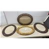 Image 1 : Four Antique Oval Picture Frames, Fluted Wood, Ornate Gilt Gesso and 1 with Convex Glass, 19 × 25”