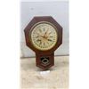 Image 1 : Antique Ansonia Clock Co. Octagon Drop Calendar Wall Clock, Late 19th Century, Roman Numeral Dial