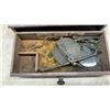 Image 2 : Antique Portable Assay Kit with Brass Oil Lamp, Balance Scale, and Wooden Base