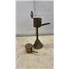 Image 5 : Antique Portable Assay Kit with Brass Oil Lamp, Balance Scale, and Wooden Base