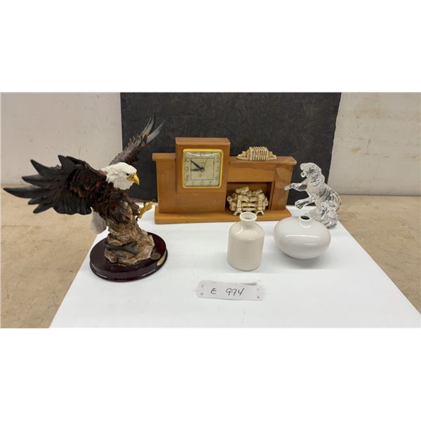 Art Deco Electric Mantel Clock, Eagle Statue