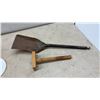 Image 10 : Vintage Wooden Hand Wool Carders and 1939 Inscribed Board, Spools, Shovel, Butter Press