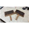 Image 2 : Vintage Wooden Hand Wool Carders and 1939 Inscribed Board, Spools, Shovel, Butter Press