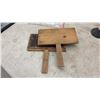Image 3 : Vintage Wooden Hand Wool Carders and 1939 Inscribed Board, Spools, Shovel, Butter Press