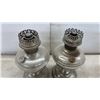 Image 3 : Three Antique Silver-Tone Metal Oil Lamps and Bracket-Mounted Kerosene Lamp With Fluted Reflector