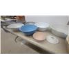 Image 3 : Assorted Enamelware and Colanders: Blue, Pink, White, and Yellow Bowls; 5 Metal Colanders