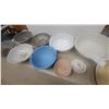 Image 4 : Assorted Enamelware and Colanders: Blue, Pink, White, and Yellow Bowls; 5 Metal Colanders