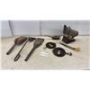 Image 1 : Vintage Bee Smoker with Bellows, Assorted Blacksmith Tools, Oil Can
