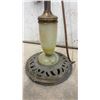 Image 2 : Pair of Vintage Torchiere Floor Lamps With Cast Metal Bases and Slag Glass Accent, circa 1920s-1950
