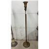Image 9 : Pair of Vintage Torchiere Floor Lamps With Cast Metal Bases and Slag Glass Accent, circa 1920s-1950