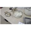 Image 4 : Assorted Cookware and Serving Pieces: 2 White Enamel Pots with Glass Lids