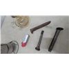 Image 5 : Vintage Miner's Lamp, Oil Lamp, "Snoopy" Train Car, and 3 Railroad Spikes