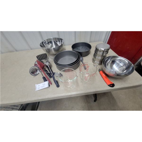 Kitchen Utensils and Bakeware: Pyrex Measuring Cups, Springform Pans, Ladles, Spatulas