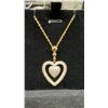 Image 2 : 18K Gold Plated 32.0mm Simulated Diamond (CZ) Heart Necklace - 18” Long