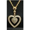 Image 4 : 18K Gold Plated 32.0mm Simulated Diamond (CZ) Heart Necklace - 18” Long