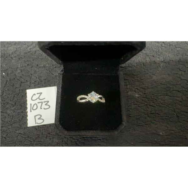 925S 1.0ct Simulated Diamond Twist Ring, Sterling Silver with White Gold Overlay