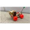 Image 2 : Vintage Fisher-Price Little Snoopy Pull Toy Model 693, Wooden Duck Push Toy, and Ring Toss Rings
