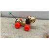 Image 3 : Vintage Fisher-Price Little Snoopy Pull Toy Model 693, Wooden Duck Push Toy, and Ring Toss Rings