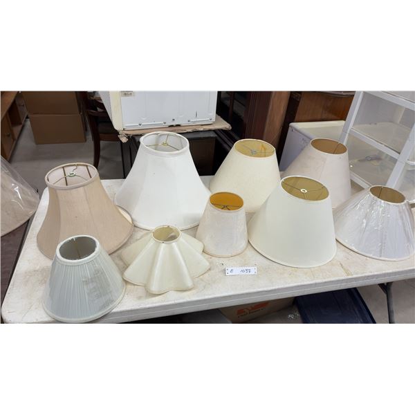 Assorted Lamp Shades in Various Shapes and Sizes, Neutral Cream, Beige, and White Tones