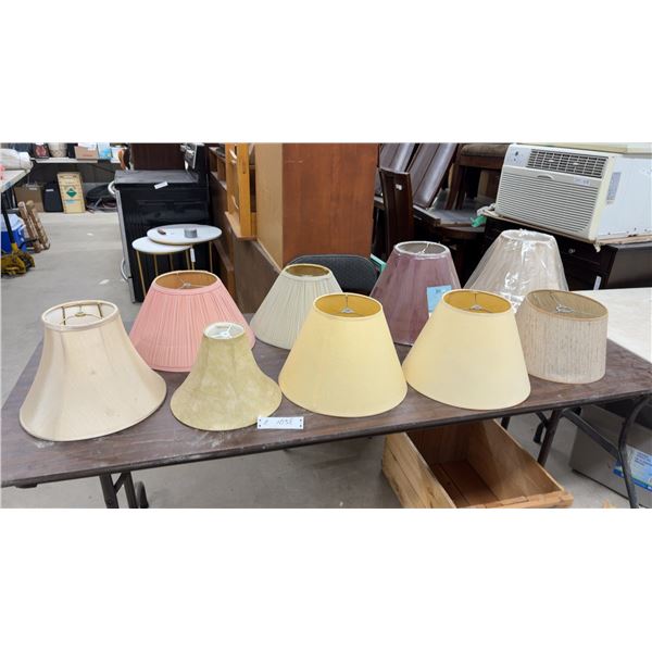 Assortment of 9 Lamp Shades Including Jimco Table Lamp Shade, Various Colors and Styles