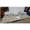 Image 1 : White Enamelware Pots and Lids, 5 Pieces Total