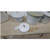 Image 4 : White Enamelware Pots and Lids, 5 Pieces Total