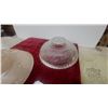 Image 3 : Four Antique Frosted Glass Ceiling Light Shades: Two with Floral Motifs, Two with Ribbed Designs