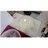 Image 6 : Four Antique Frosted Glass Ceiling Light Shades: Two with Floral Motifs, Two with Ribbed Designs