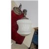 Image 2 : Vintage Brass and Milk Glass Ceiling Light Fixture, Chain, and Canopy