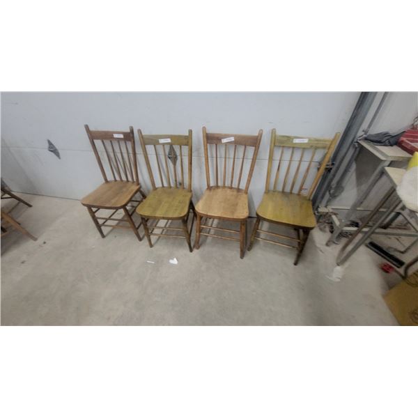 4 Wood Spindle Back Chairs