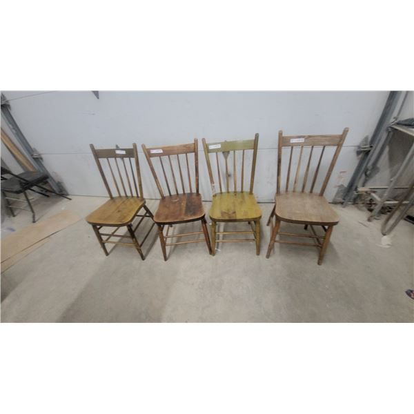 Four Wood Spindle Back Chairs