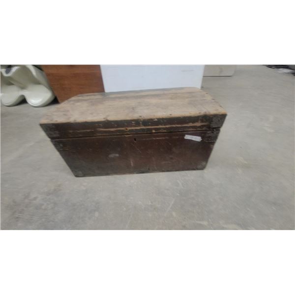Antique Wood and Metal Trunk with Latch and Handles 18”×36”×20”