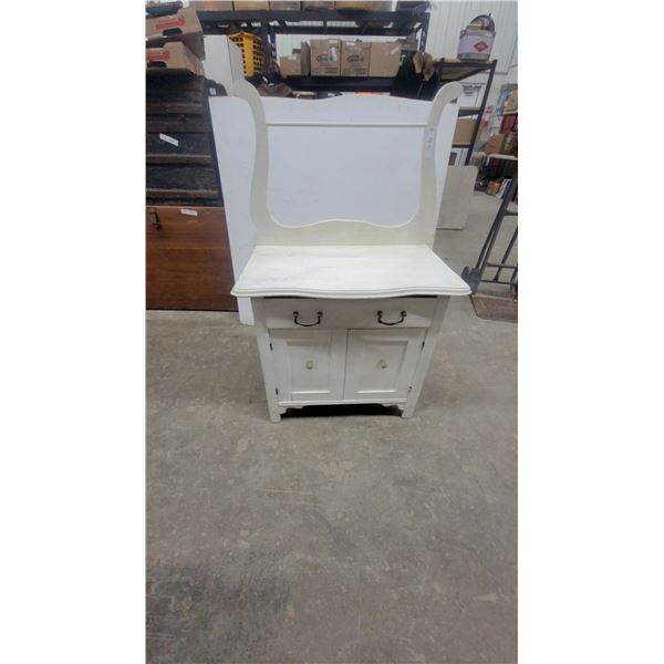 White Painted wash stand and 2 Drawers, 2 Cabinet Doors 46”×29”×17”
