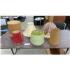 Image 1 : Lot of Seven Vintage Lampshades in Various Shapes, Colors, and Materials