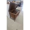 Image 6 : Empire Phonograph and Record Player with Crank, and Record Storage 34”×36”×24” oak