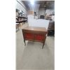 Image 9 : Empire Phonograph and Record Player with Crank, and Record Storage 34”×36”×24” oak