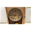 Image 4 : Vintage Sessions Oak-Cased Wall Clock and Black Wooden Mantel Clock With Columns, Missing Hands.