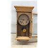 Image 5 : Vintage Sessions Oak-Cased Wall Clock and Black Wooden Mantel Clock With Columns, Missing Hands.