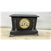 Image 6 : Vintage Sessions Oak-Cased Wall Clock and Black Wooden Mantel Clock With Columns, Missing Hands.