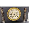 Image 9 : Vintage Sessions Oak-Cased Wall Clock and Black Wooden Mantel Clock With Columns, Missing Hands.