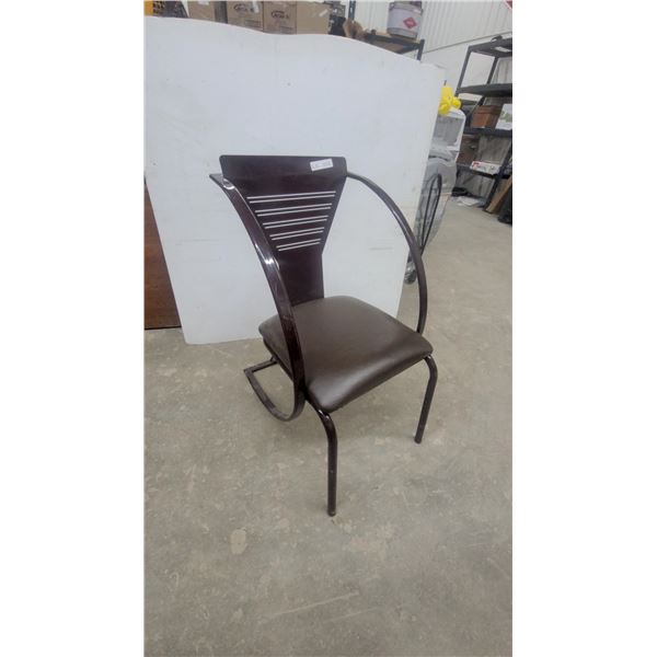 Brown Metal and Faux Leather Chair