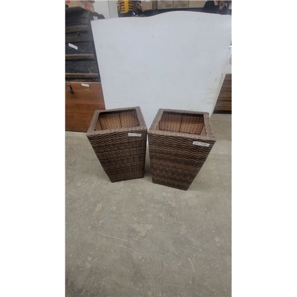 Pair of Woven Planters, 24”×16”×16”