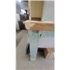 Image 5 : Light Blue Painted Wood Fireplace Mantel with Arched Opening and Carved Details 72” ×57”