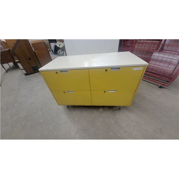 Yellow and White Cabinet with 4 Drawers