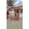 Image 2 : Two Red "New Hot Releases" Wire Display Racks on Casters 58” x48”×18” 2 sided movie store racks