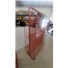 Image 4 : Two Red "New Hot Releases" Wire Display Racks on Casters 58” x48”×18” 2 sided movie store racks