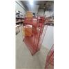 Image 5 : Two Red "New Hot Releases" Wire Display Racks on Casters 58” x48”×18” 2 sided movie store racks